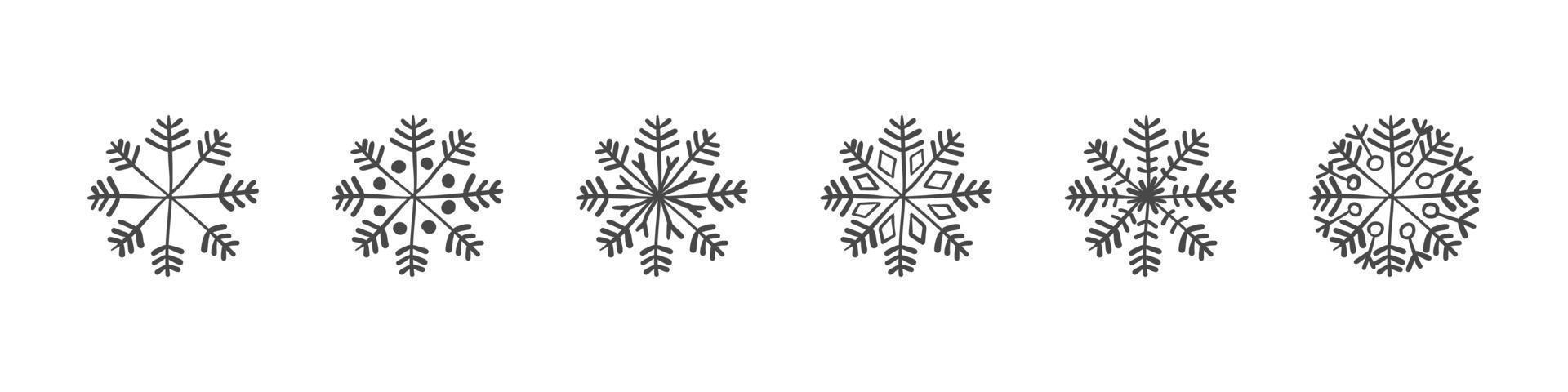 copos de nieve. conjunto de copos de nieve dibujados a mano. elementos de diseño para navidad y año nuevo. gráficos vectoriales vector