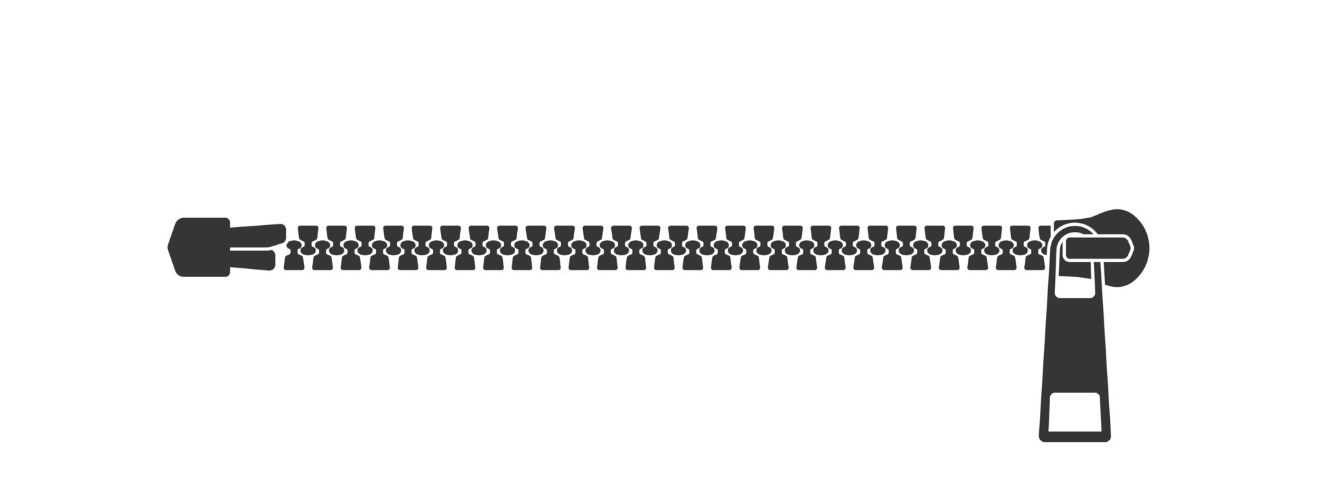 Black zipper. Zipper lock and unlock. Fastener. Clasp Concept. Vector