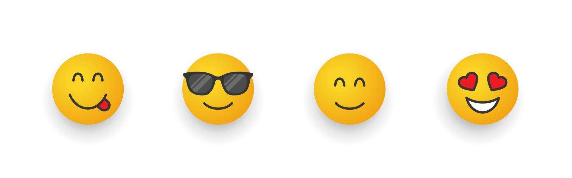 icono sonrisa emoji. conjunto de emojis de dibujos animados. caras sonrientes con asombro. ilustración vectorial vector