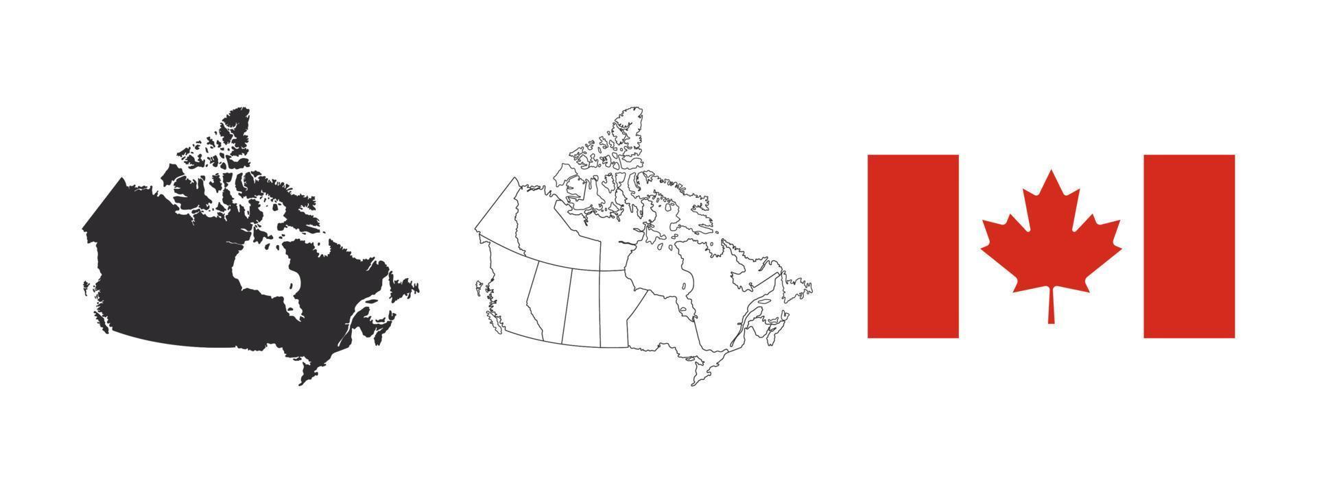 Canada Map. Territorial map of Canada. Canadian flag. Provinces and territories of Canada. Vector illustration