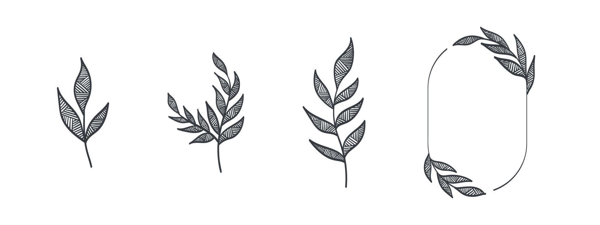 Wreaths elements. Frames branches wreaths. Drawn decorative frames. Vector illustration