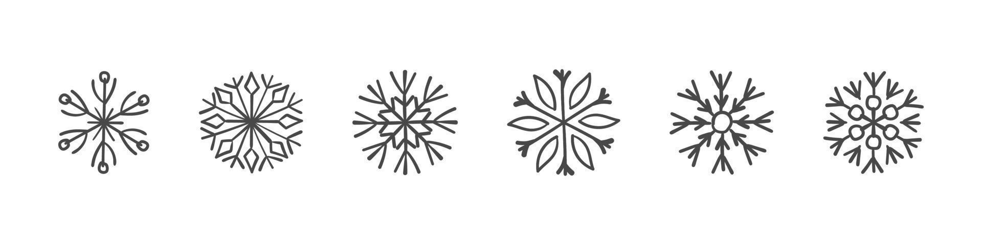 Snowflakes signs. Set of hand drawn snowflakes. Design elements for christmas and New Year. Vector graphics