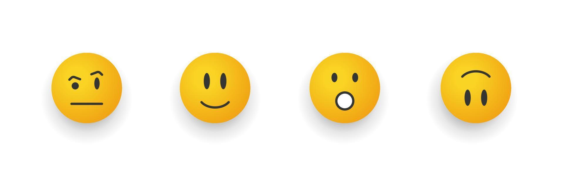 Emoticon smile. Cartoon emoji set. Smiley faces with wonder. Vector illustration