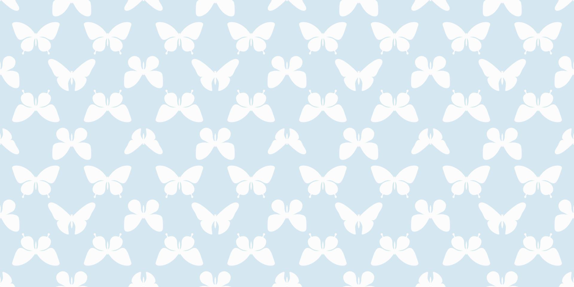 Pastel blue butterfly silhouette seamless pattern background vector