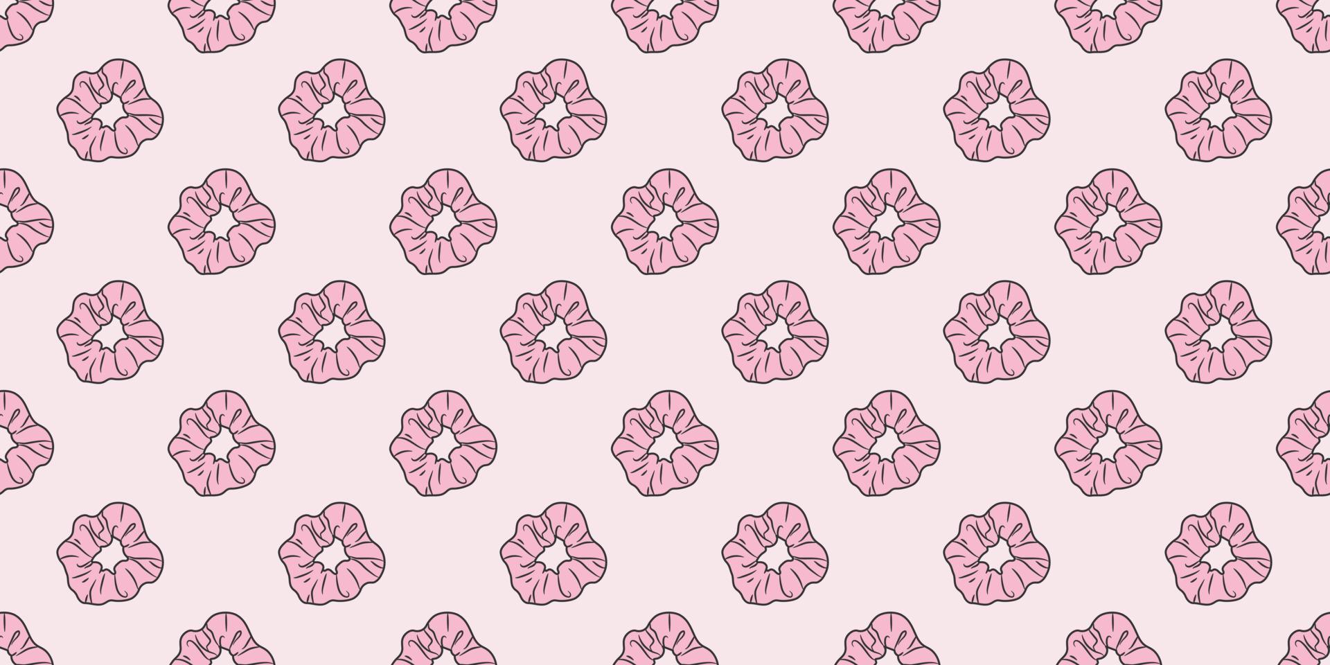 Pink scrunchy repeat pattern hair tie vector background