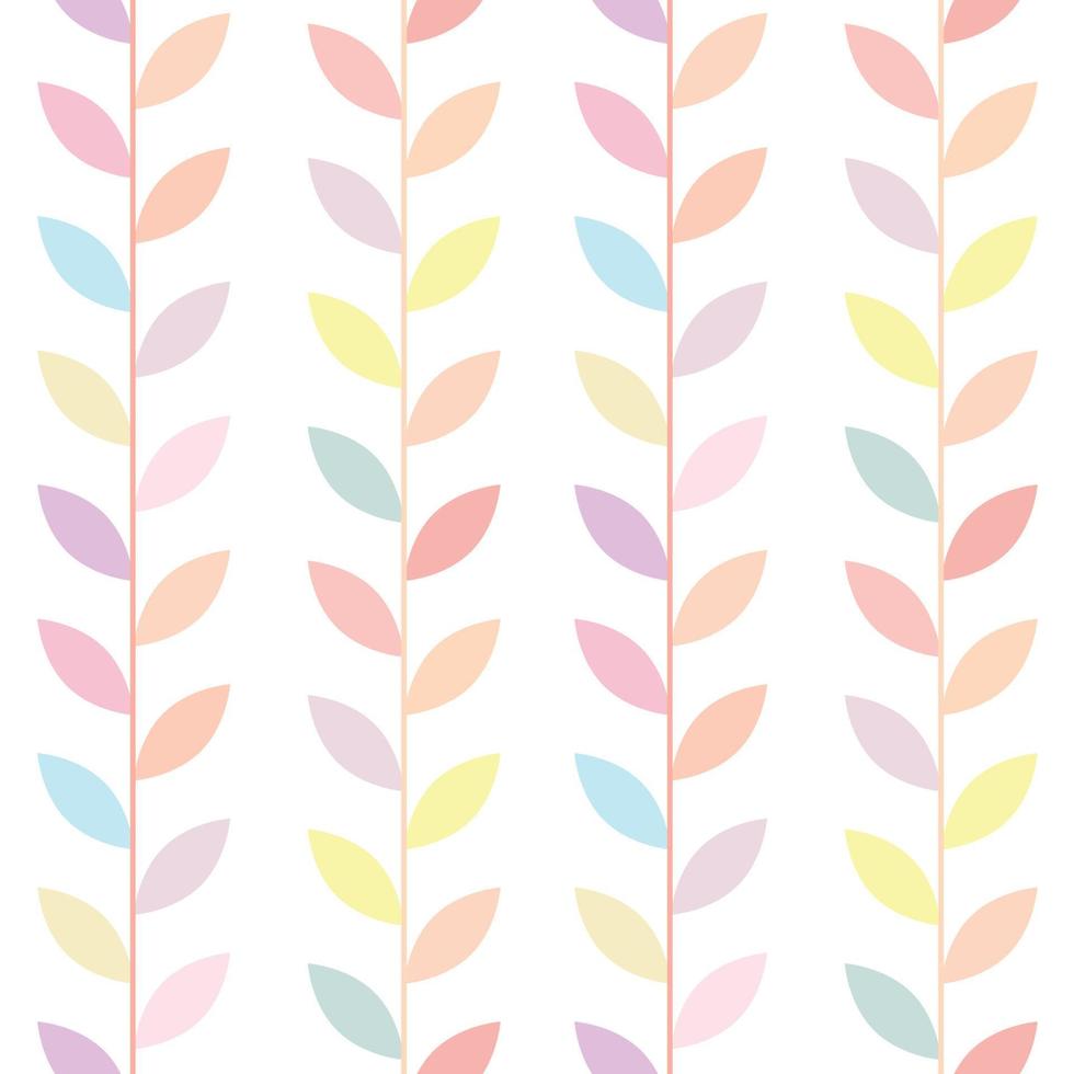 Pastel, colorful leaf vector pattern, seamless botanical print, garland background,