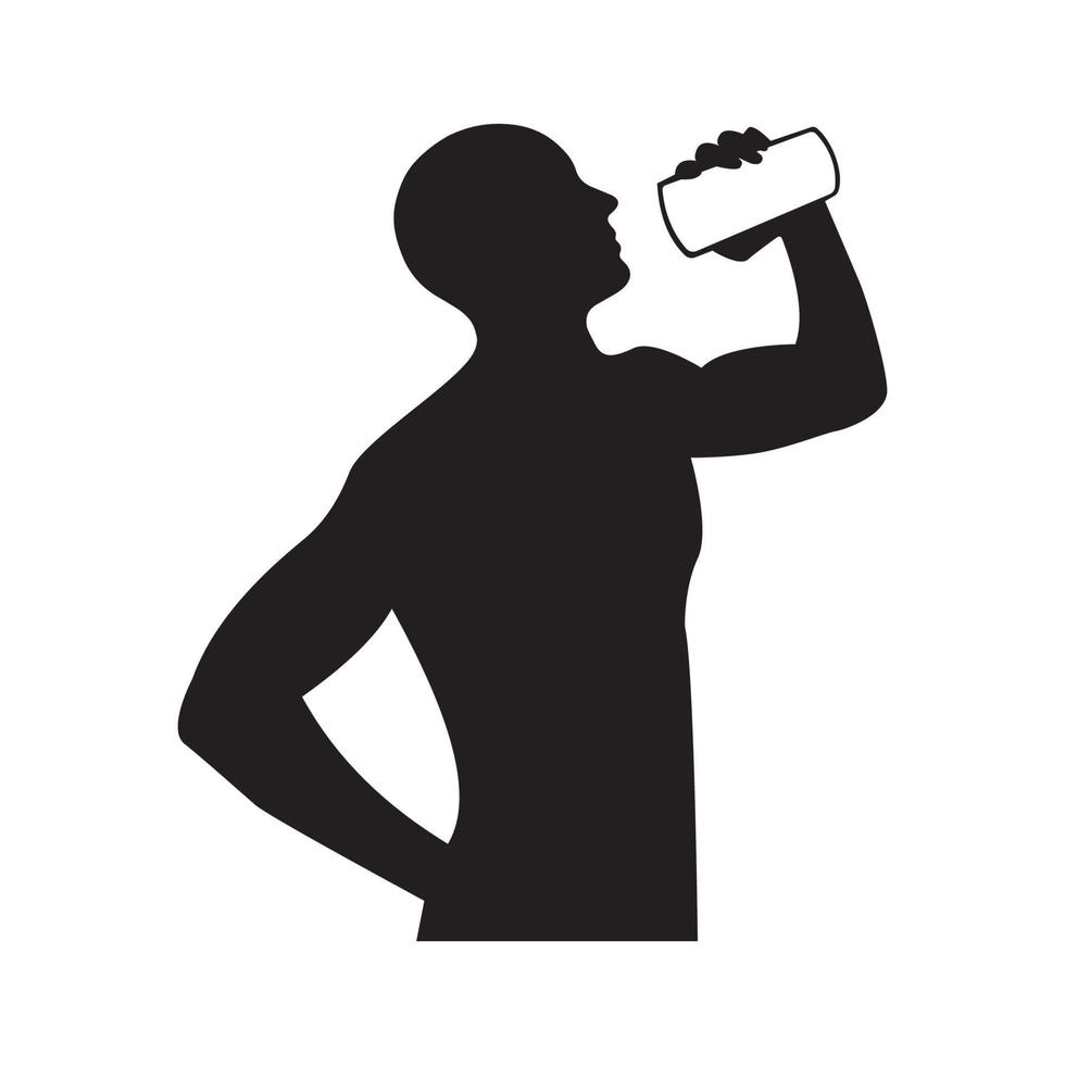 fit man drink glass silhouette vector design