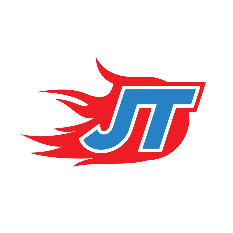 logo letter JT in flame vector design