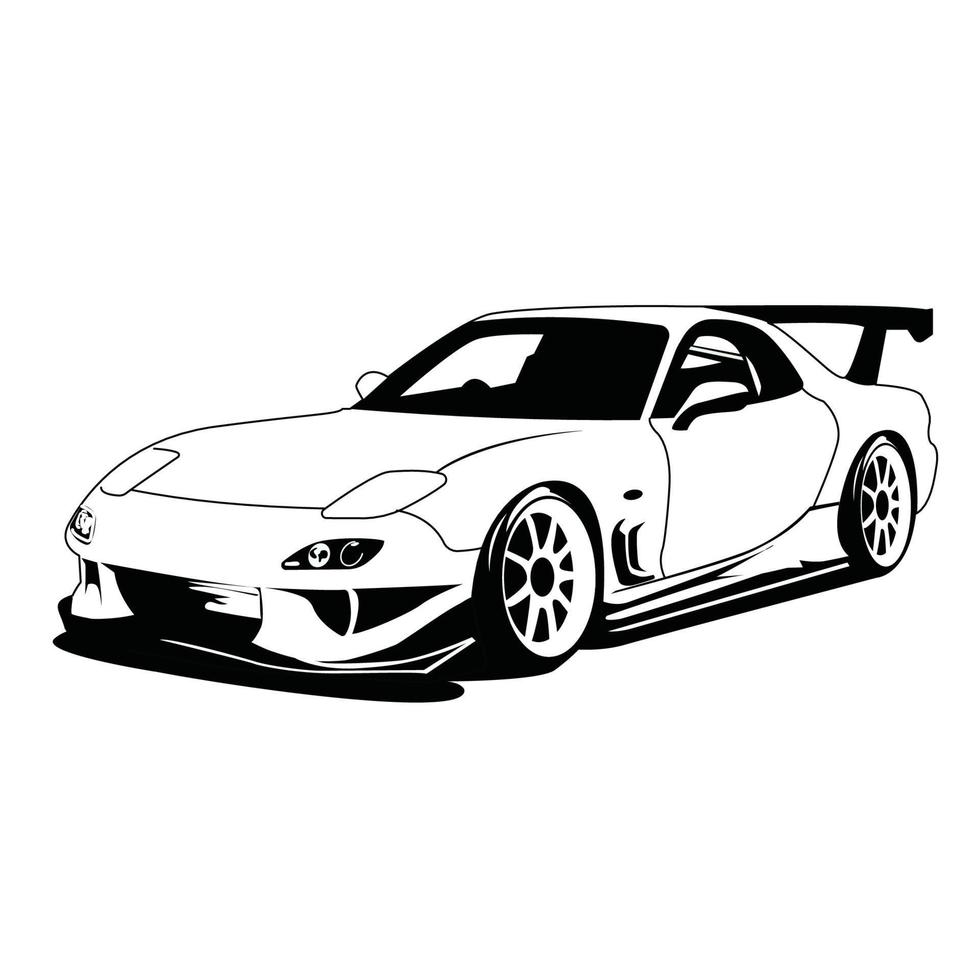 diseño de vector de ilustración de coche sedán blanco y negro