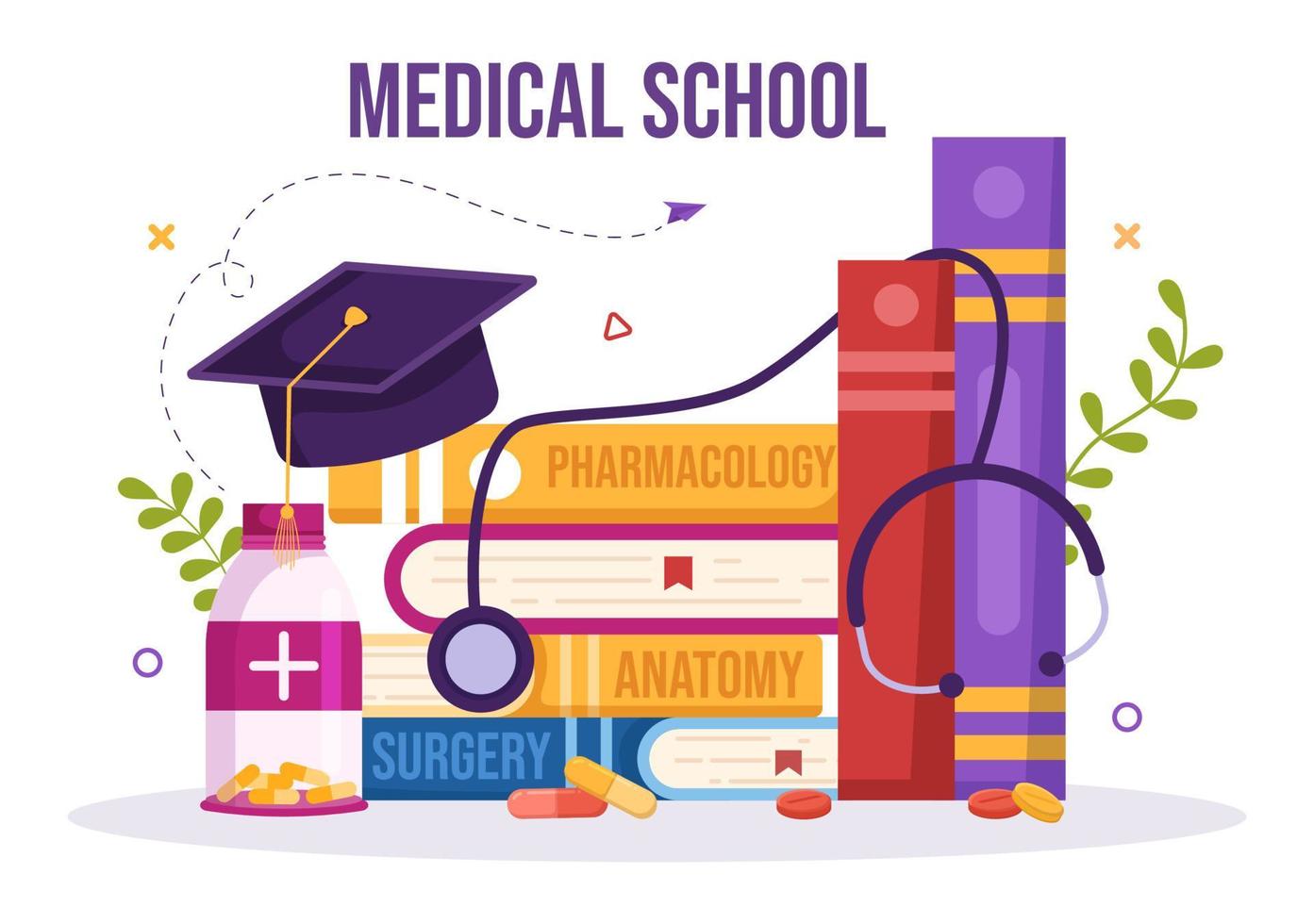 Medical School with Students Listening to Doctor Lecture and Learning Science in Classroom in Flat Cartoon Hand Drawn Template Illustration vector