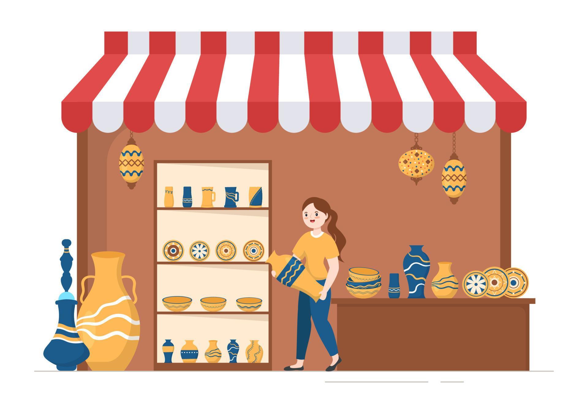 Souvenir Shop With Various The Gifts Decorative Vases And Jewelry To souvenir-shop-with-various-the-gifts-decorative-vases-and-jewelry-to