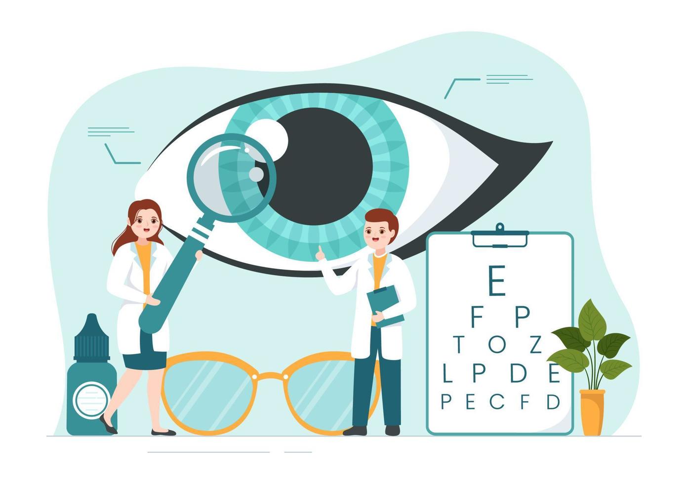 Optometrist with Ophthalmologist Checks Patient Sight, Optical Eye Test