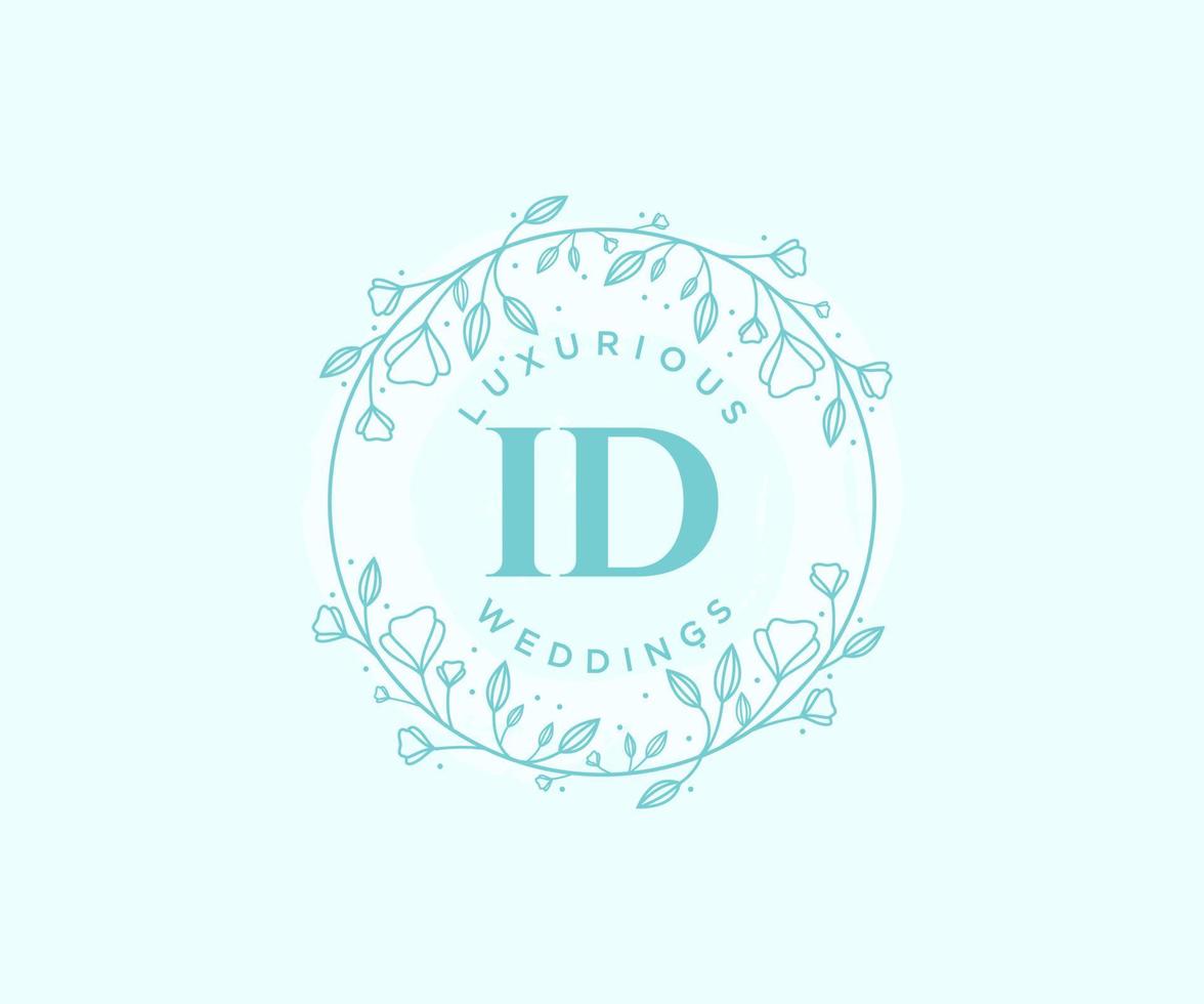 ID Initials letter Wedding monogram logos template, hand drawn modern minimalistic and floral templates for Invitation cards, Save the Date, elegant identity. vector