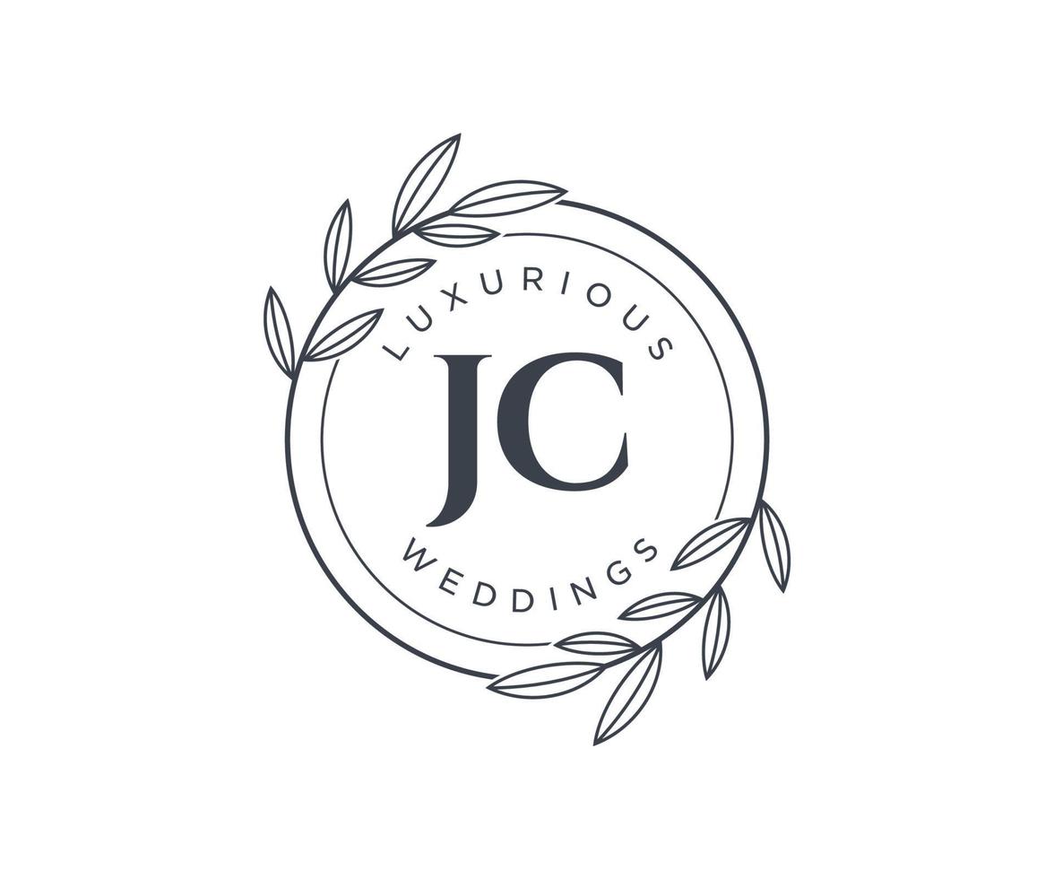 JC Initials letter Wedding monogram logos template, hand drawn modern minimalistic and floral templates for Invitation cards, Save the Date, elegant identity. vector