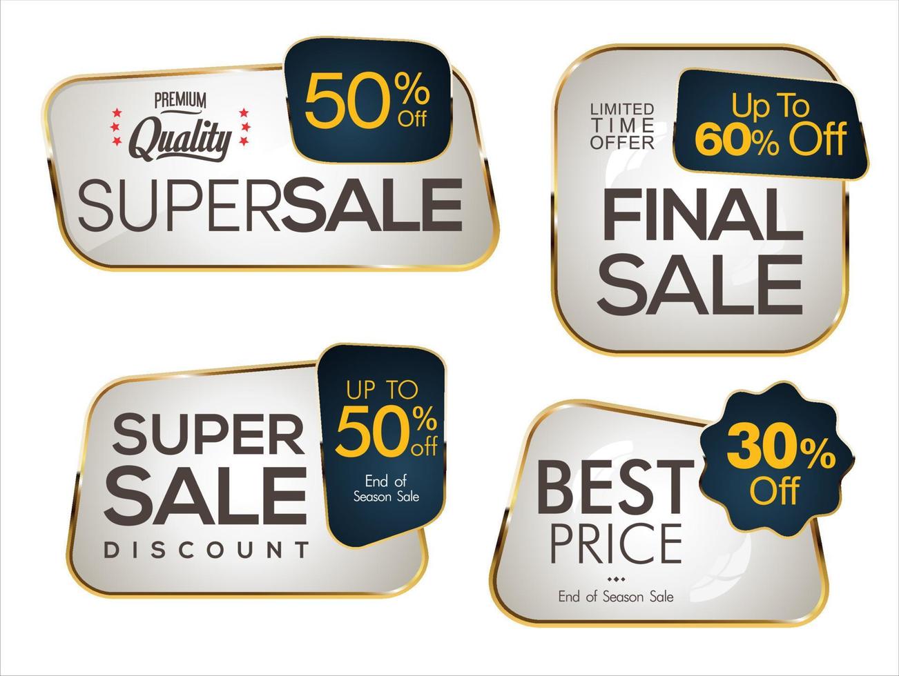 Super sale golden retro badges and labels collection vector illustration