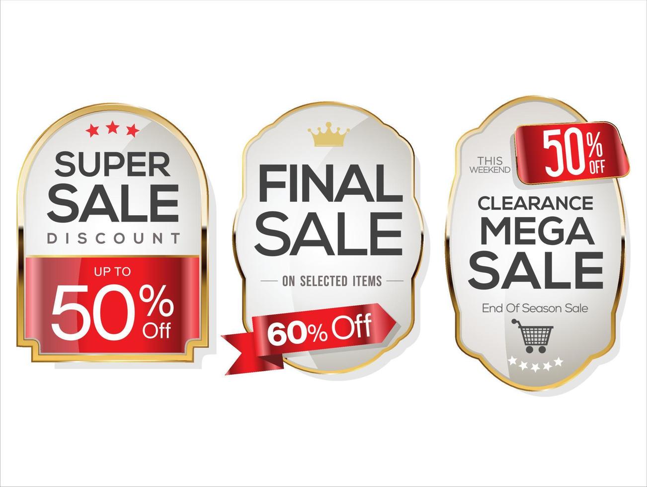 Super sale golden retro badges and labels collection vector illustration
