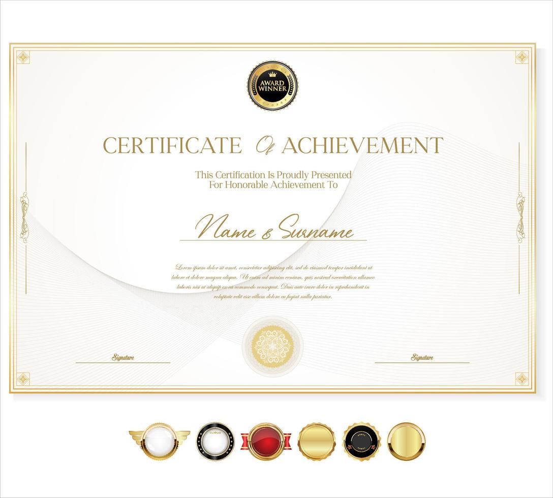 Elegant certificate or diploma retro vintage design vector