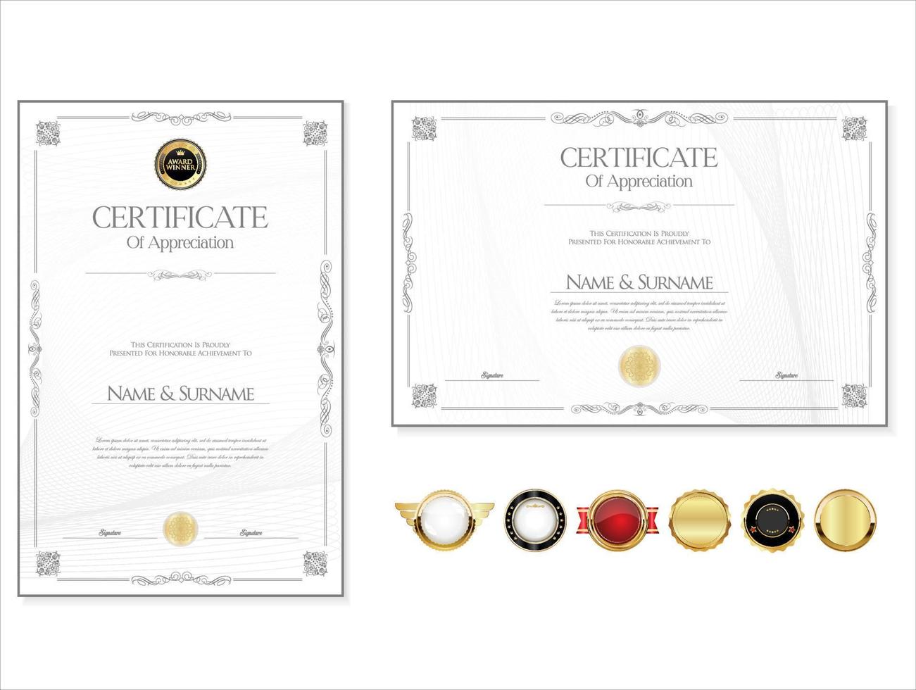 Elegant certificate or diploma retro vintage design vector