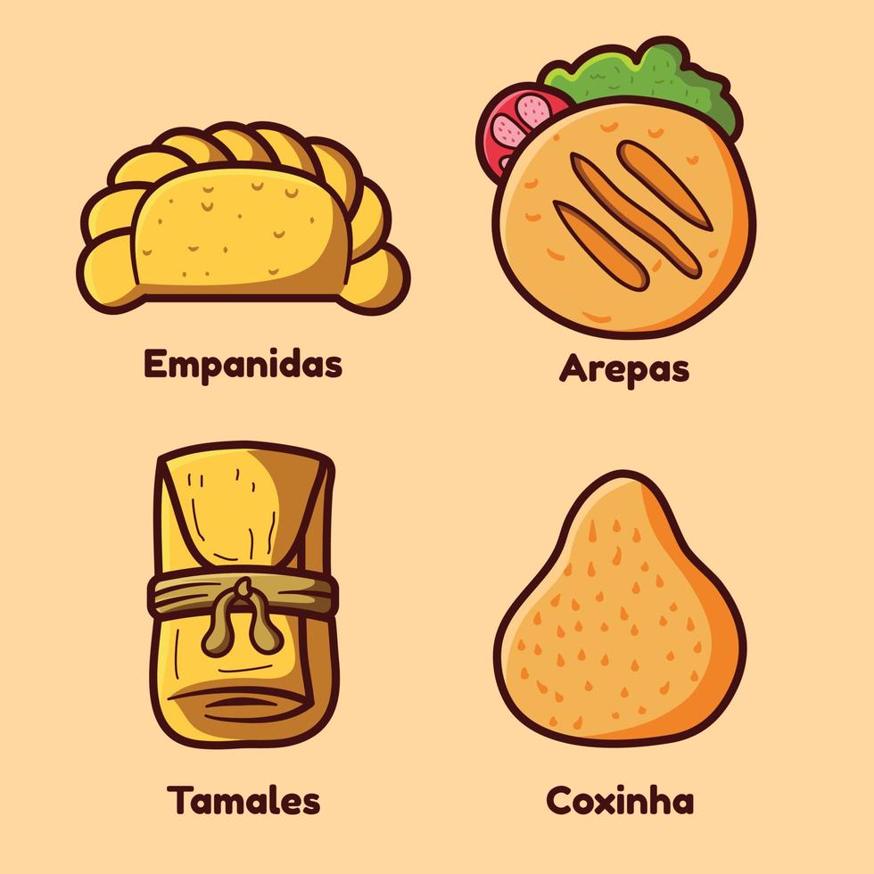 ILLUSTRATION OF LATINA FOOD HAND DRAWN STYLE vector