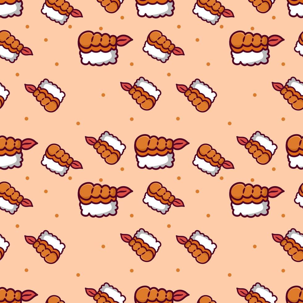 shrimp Sushi Seamless Pattern Background vector