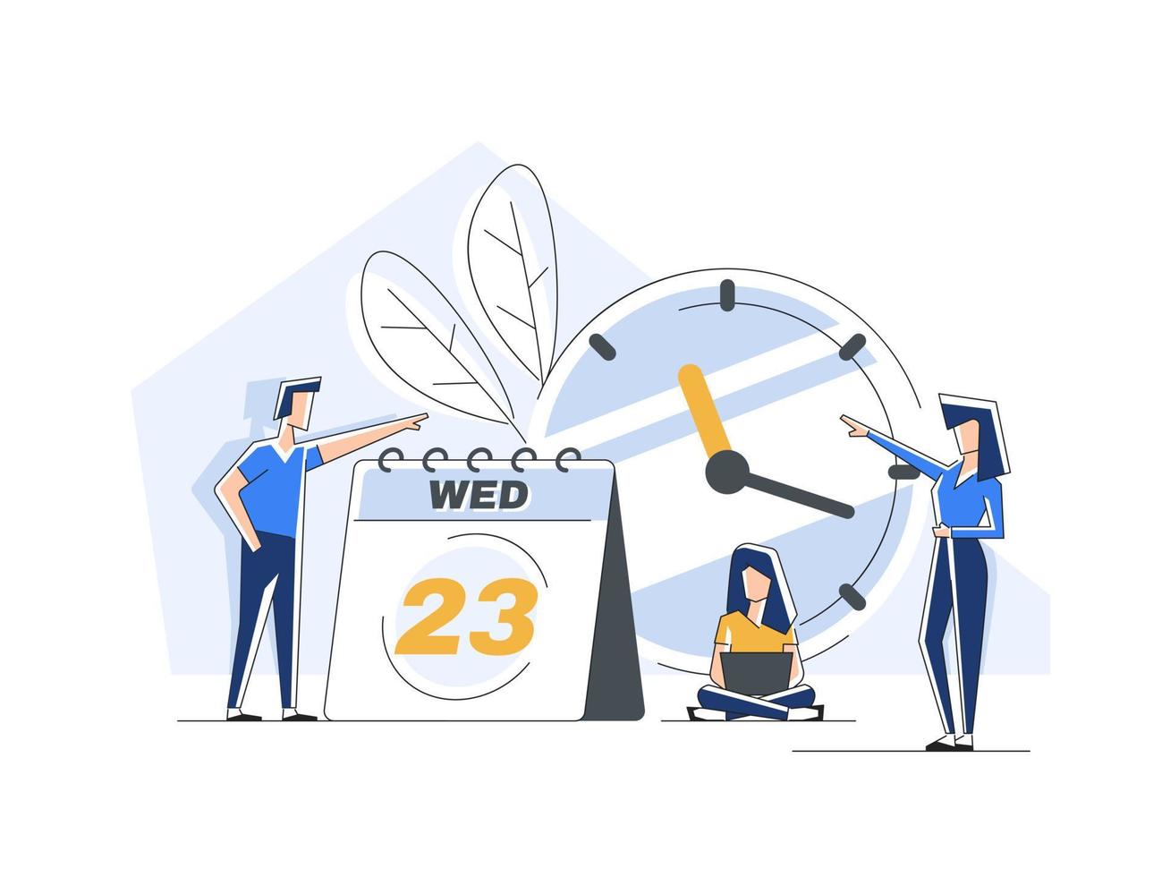 Characters planning work tasks,making schedule using calendar,Time management vector