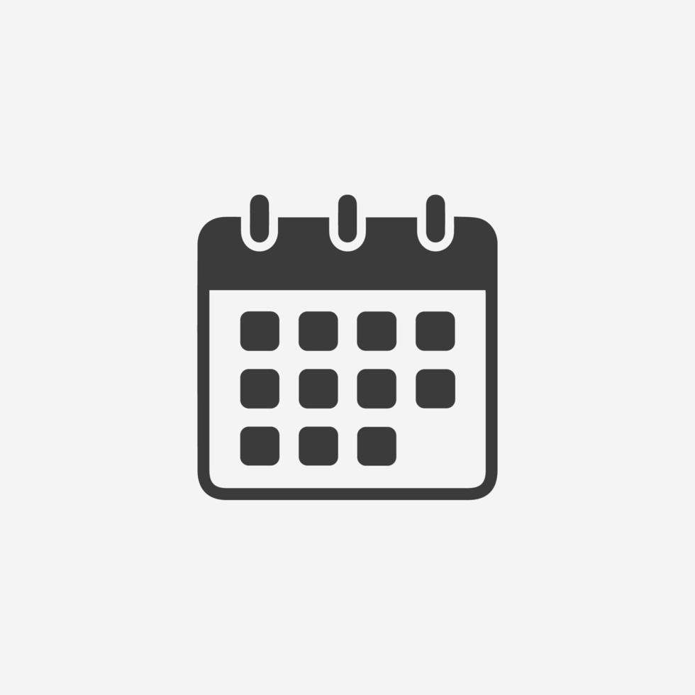 vector de icono de calendario aislado. mes, año, hora, día, símbolo de signo de horario