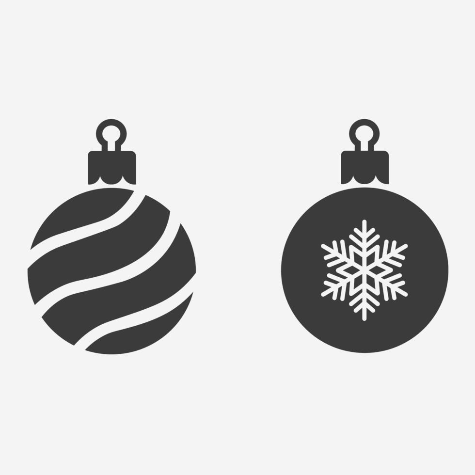 juego de vectores de iconos de bolas de Navidad. colección de navidad, juguete de año nuevo para la decoración de un árbol