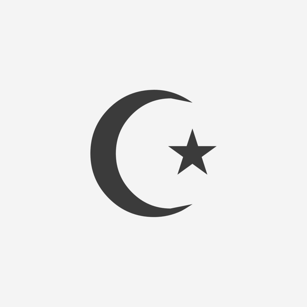 Star and Crescent moon symbol icon vector isolated. Ramadan, Islam symbol sign