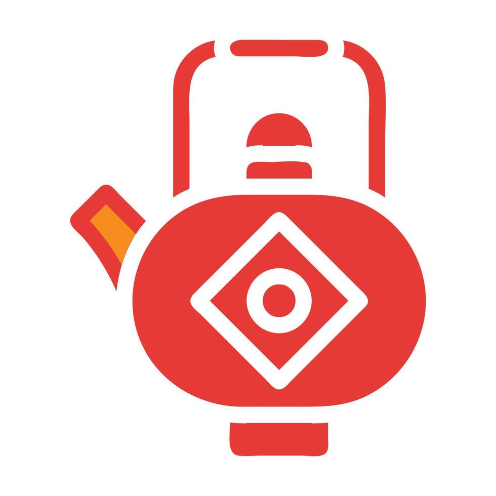 Teapot solid red illustration vector and logo Icon new year icon perfect.