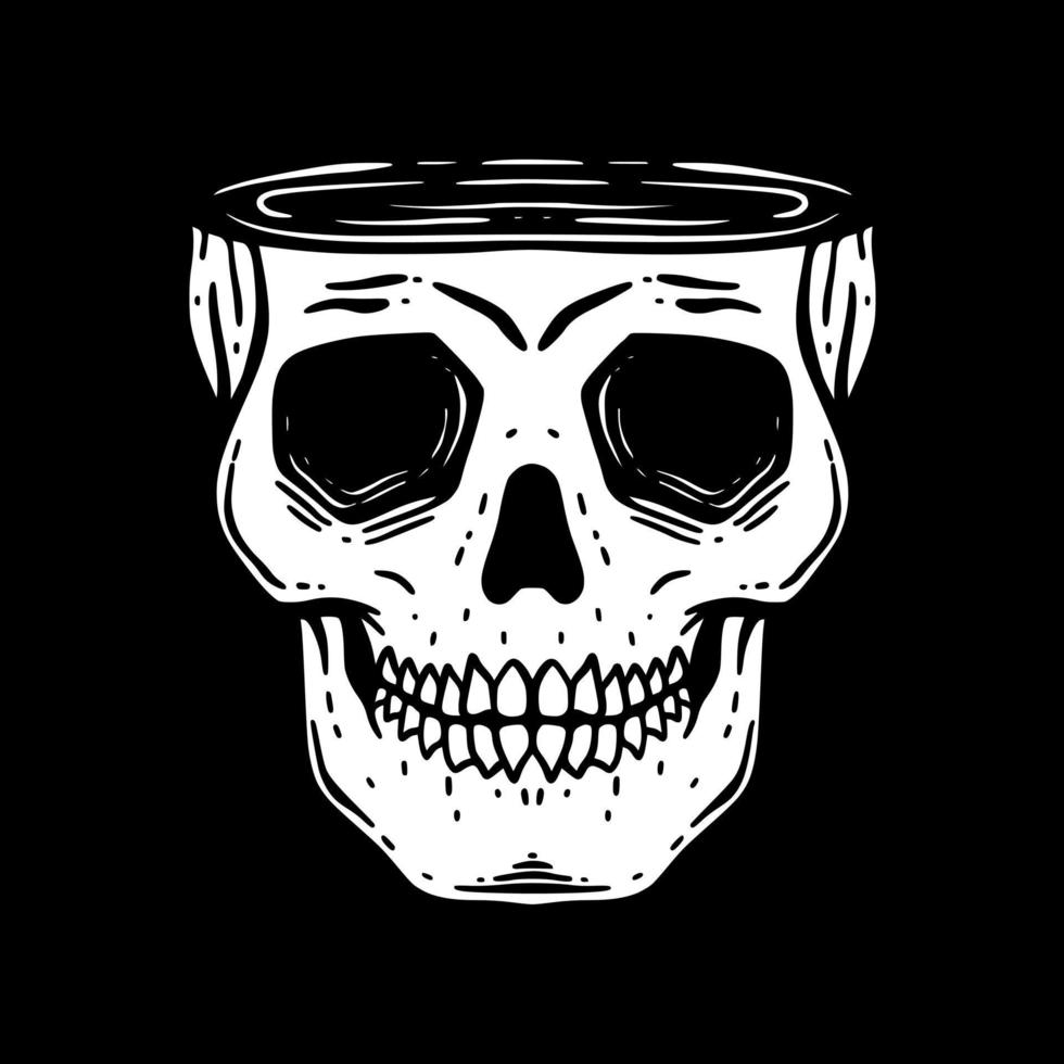 Skull art Illustration hand drawn black and white vector for tattoo, sticker, poster etc