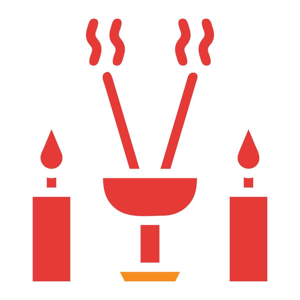 incense solid red illustration vector and logo Icon new year icon perfect.