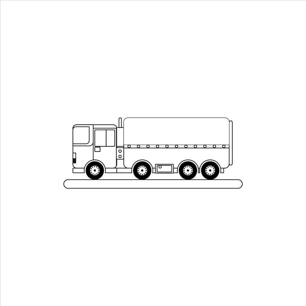 black and white truck in flat design for logo or icon vector