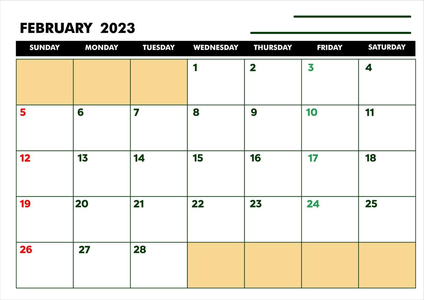 calendario a4 para agenda o diario febrero 2023 vector