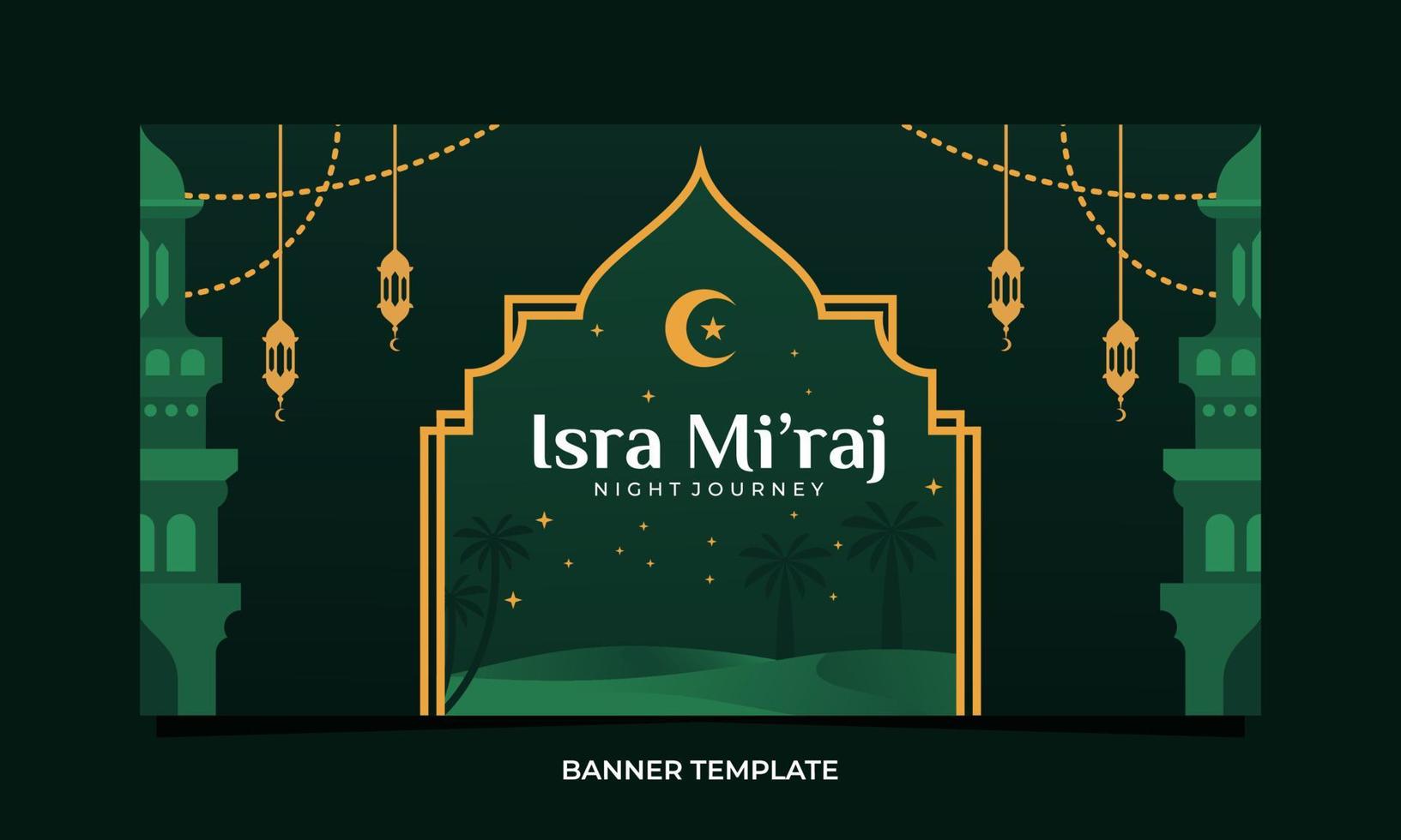 Hand-drawn Isra Miraj illustration banner template vector