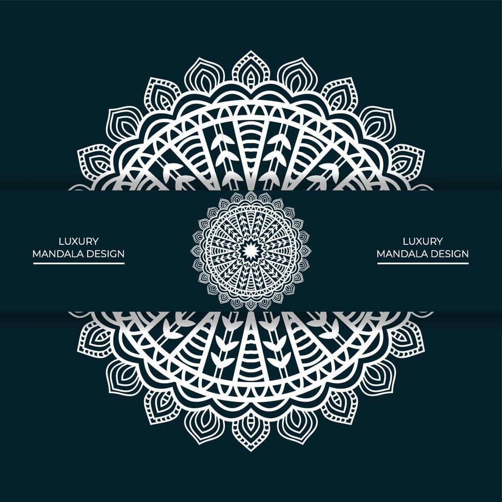 Round mandala design on dark blue background free download vector