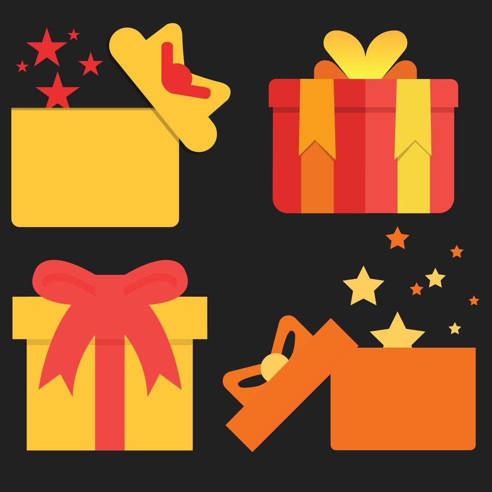 Gift boxes. Set of different present boxes. Surprise in the box. Vector. vector
