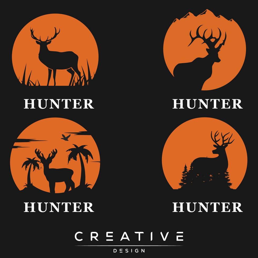 Expedition Adventure Wild Deer Logo Design Set Vector Template.