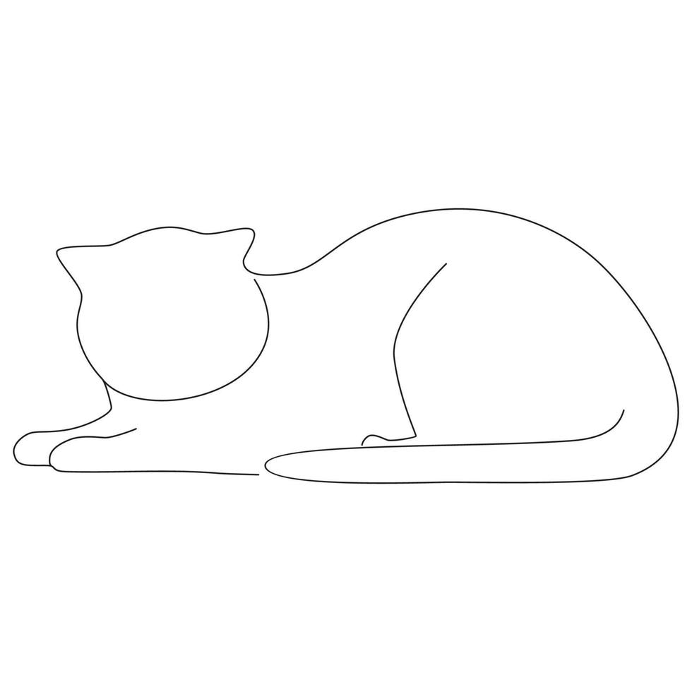 One Line Art of Cat Illustration Minimalist vector