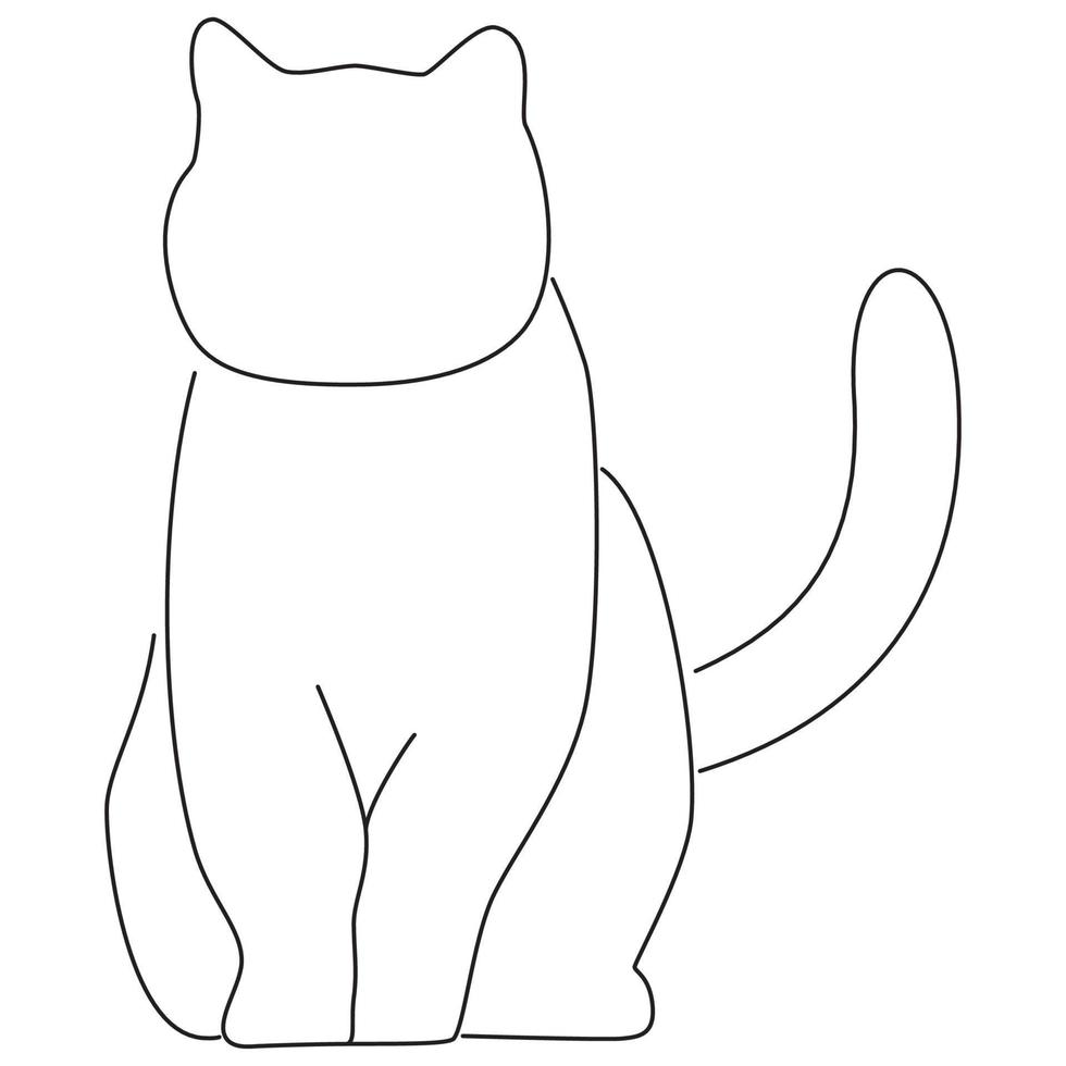 One Line Art of Cat Illustration Minimalist vector