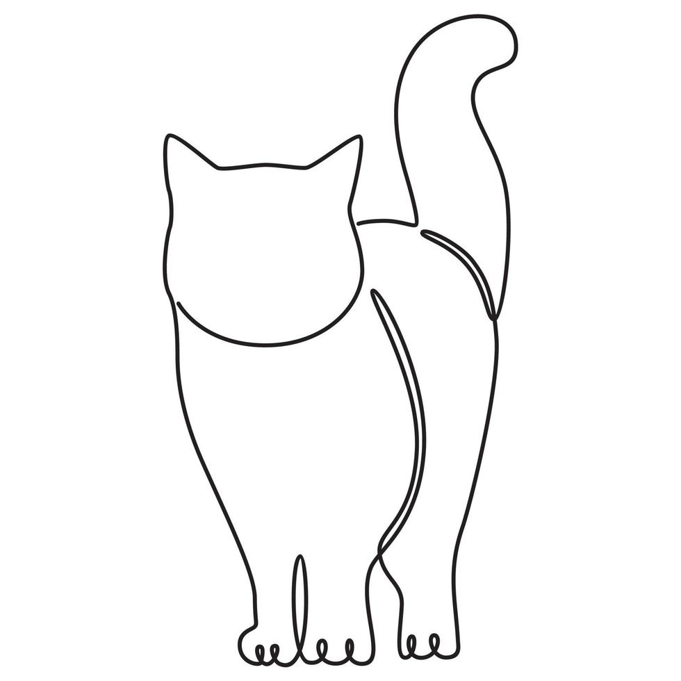 One Line Art of Cat Illustration Minimalist vector