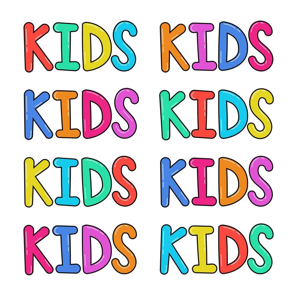 Kids colorful words set. Perfect for signage and stickers. vector