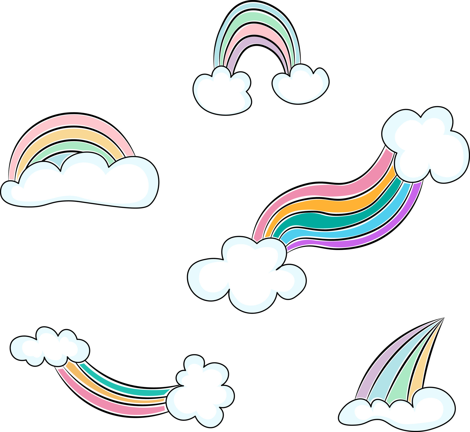 set of rainbow in the clouds 16187499 Vector Art at Vecteezy
