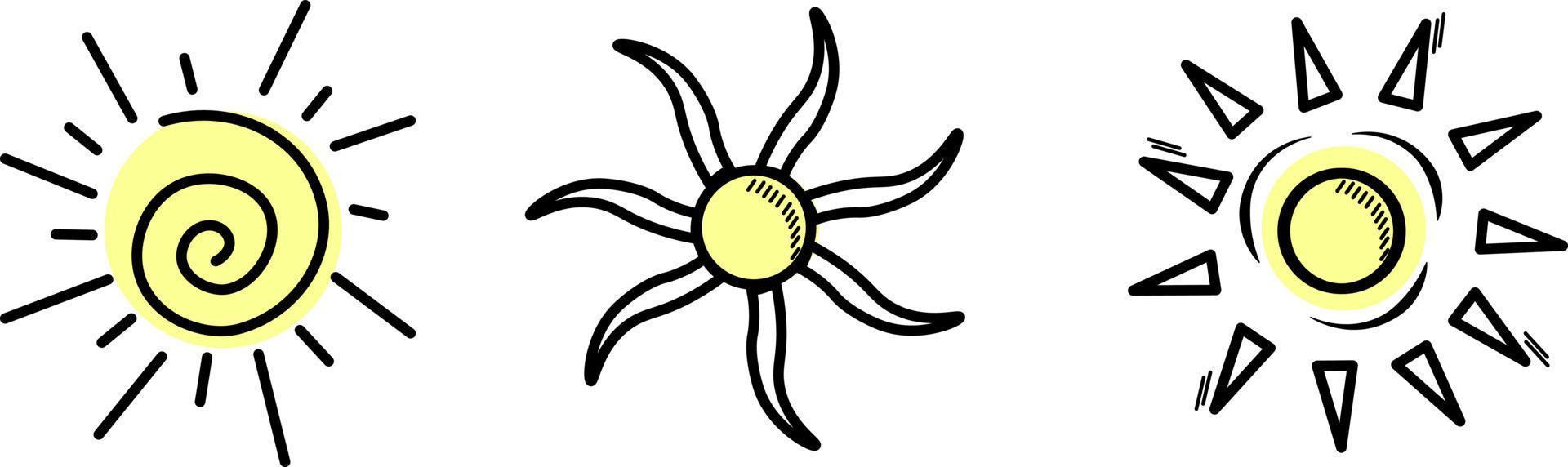 conjunto de diferentes iconos de sol vector