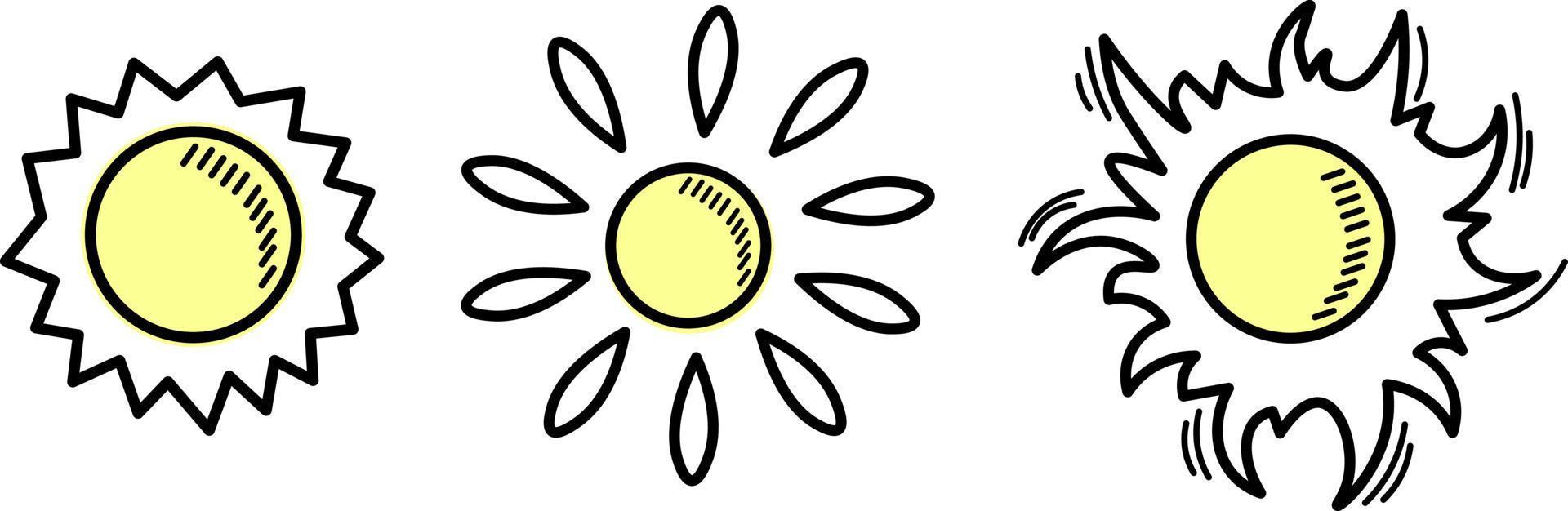 conjunto de diferentes iconos de sol vector