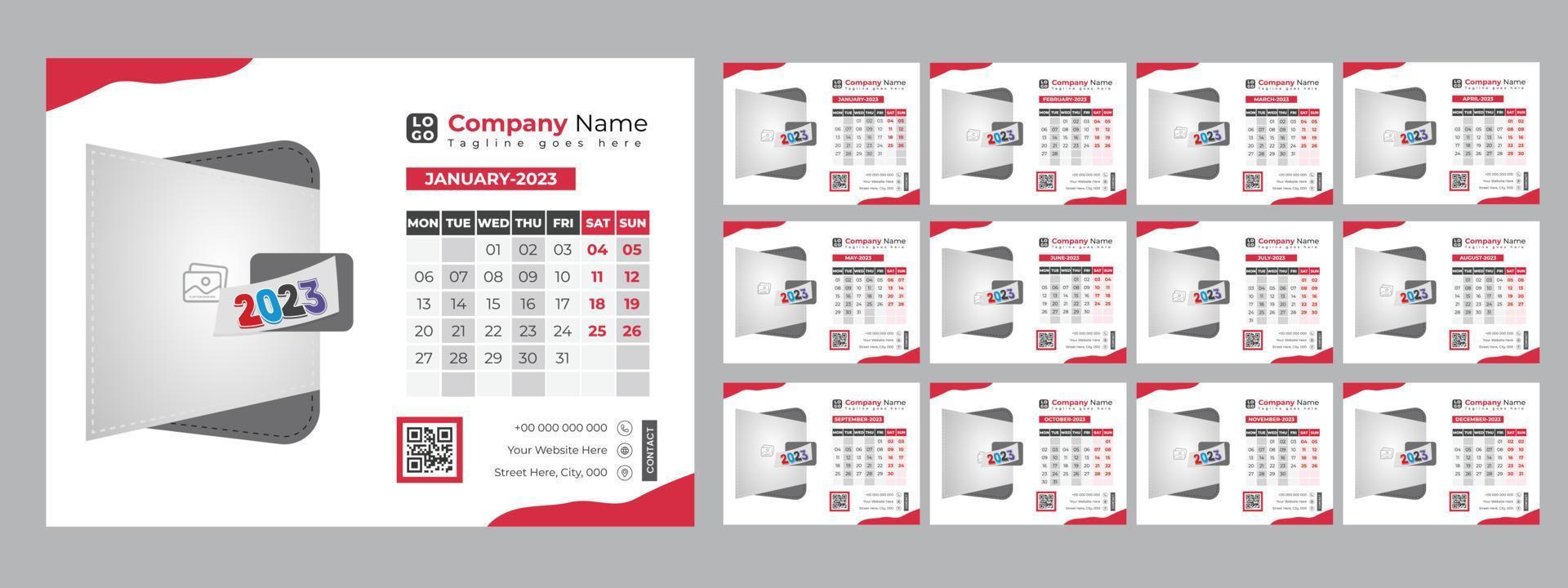 2023 Desk Calendar Design Template vector