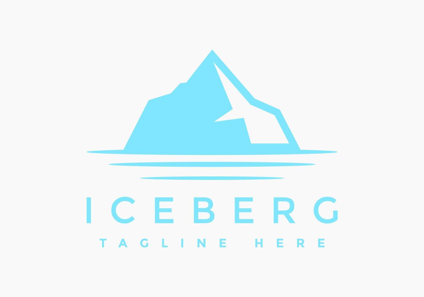 Floating Ice Mountain or Iceberg logo design with simple line art style vector