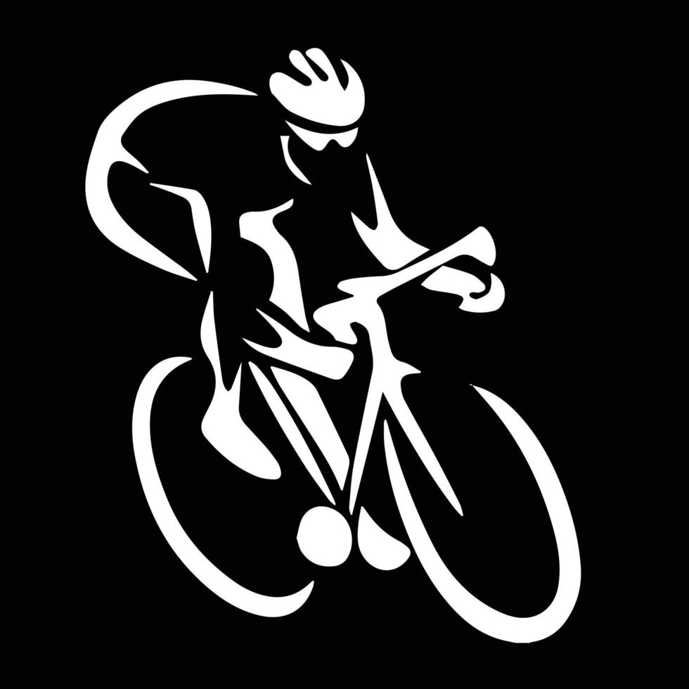 icono de bicicleta. símbolo de la carrera de bicicletas. icono plano de la carrera ciclista. señal de ciclista. silueta de ciclista de carretera. logotipo deportivo vector