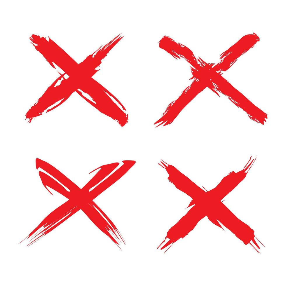 set of red crosses vector. X symbol icon vector