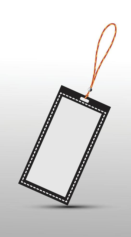 Blank tag Black and white with rope on white background. Vector illustration