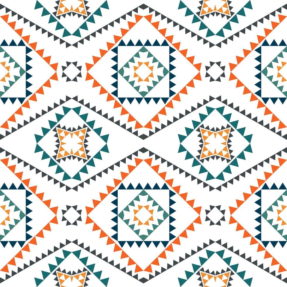Geometric ethnic pattern with square triangle diagonal abstract ornament design for clothing fabric textile printing, handcraft, embroidery, carpet, curtain, batik, wallpaper wrapping, vector seamless